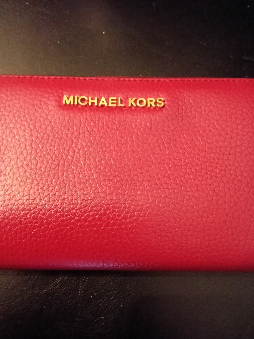 Michael Kors Red Jet Set Continental Zip Around Wallet w/ Gold Hardware - Picture 8 of 8